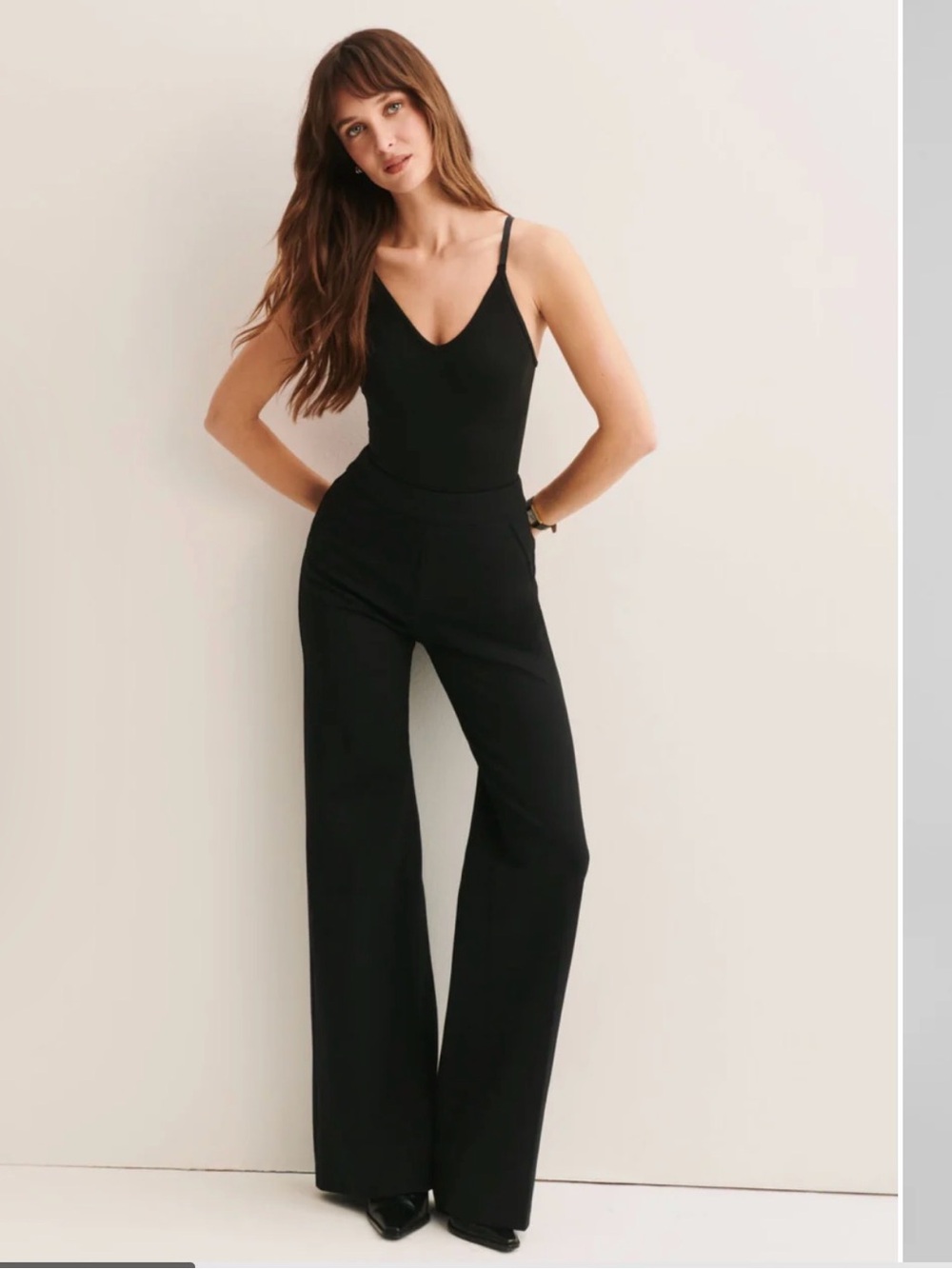 SPANX Black Wide-Leg Knit Trousers